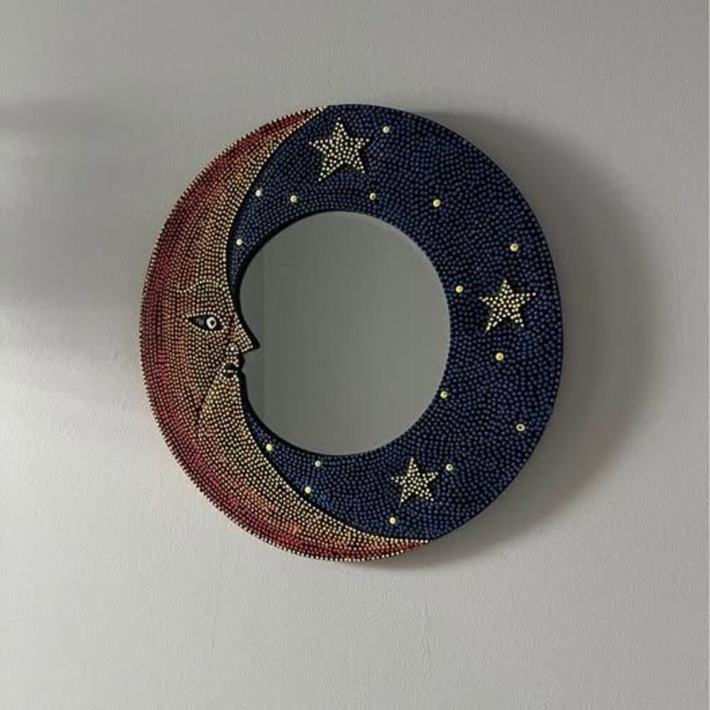 Moon and Stars Circle-shaped Wall Mirror
